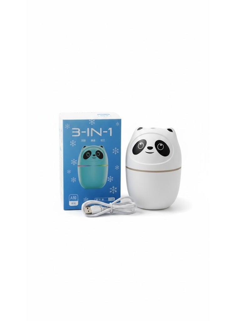 Cute Panda Mini Humidifier with Cool Mist and 7 Color Night Light Portable USB Ultrasonic Humidifier with Essential Oil Diffuser 220ml Capacity white - Image 2