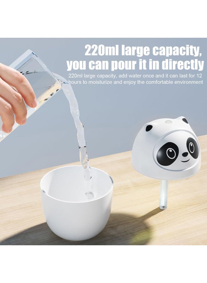 Cute Panda Mini Humidifier with Cool Mist and 7 Color Night Light Portable USB Ultrasonic Humidifier with Essential Oil Diffuser 220ml Capacity white - Image 3