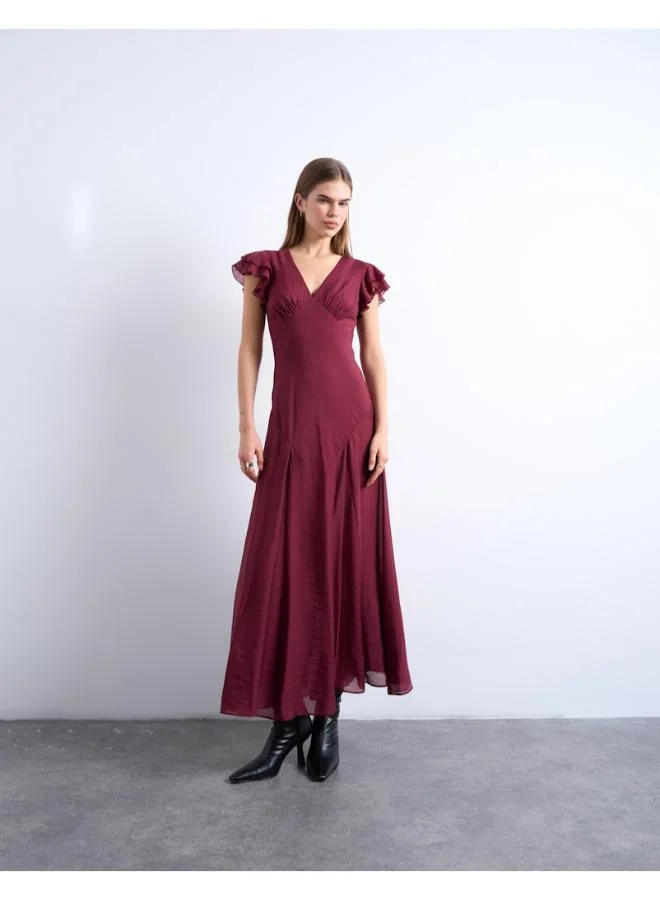 TOPSHOP Casual Short Sleeve Woven Maxi Dress