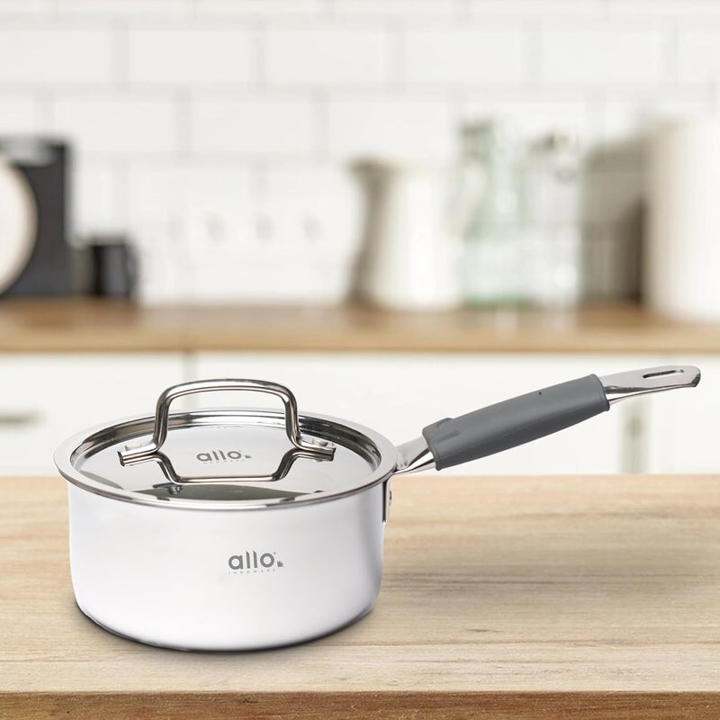Allo Triply Stainless Steel Sauce TriPly Tea Pan/MilkPan, For Chai/Boil/Warm/Herb-Spice-Infusion, Heat Resist Handle with Lid Induction Friendly Naturally Non-Stick,10 Years Warranty, 20cm, 3.3 litres - Image 5