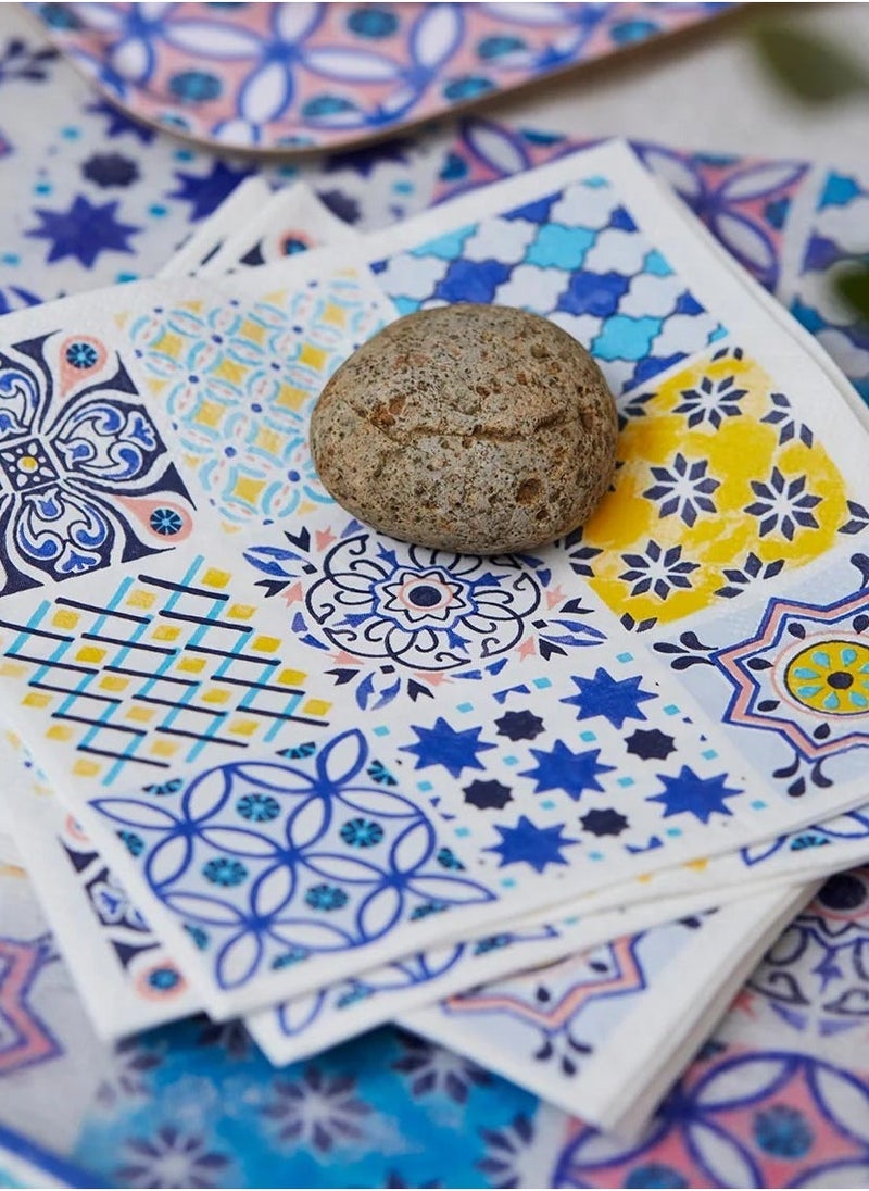 Talking Tables - Moroccan Souk Blue Paper Napkins - 20 pack - Image 1