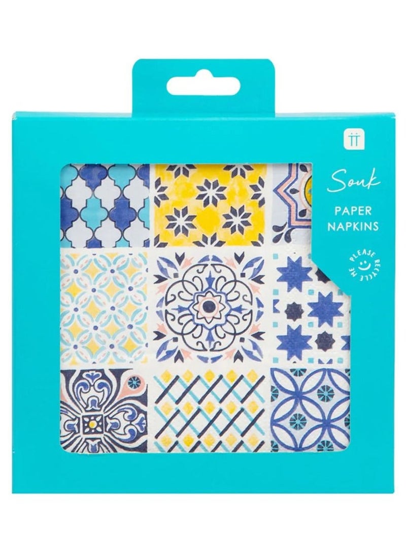 Talking Tables - Moroccan Souk Blue Paper Napkins - 20 pack - Image 1
