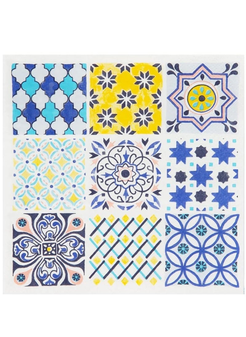 Talking Tables - Moroccan Souk Blue Paper Napkins - 20 pack - Image 1