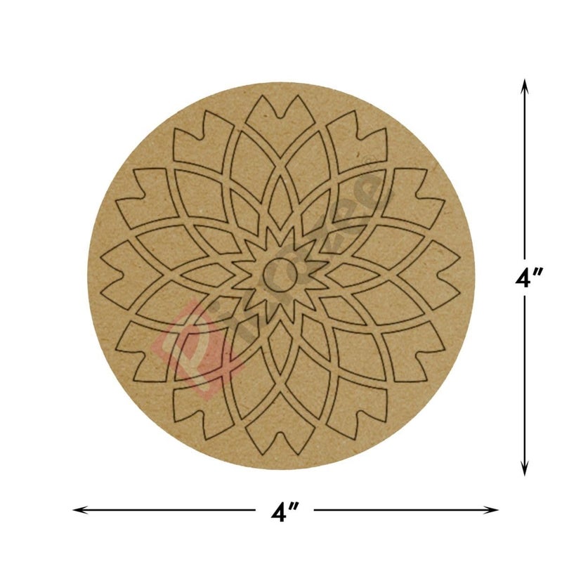 PICRAZEE أطباق دائرية مسبقة العلامة من خشب الصنوبر الهندسي MDF 12 (تصميمان 6 أطباق لكل منهما) بقطر 4 بوصات وسمك 5.5 مم - مثالية للفنون والحرف اليدوية، فن الراتنج، الديكوباج، ومشاريع DIY - Image 3