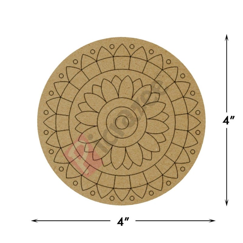 PICRAZEE أطباق دائرية مسبقة العلامة من خشب الصنوبر الهندسي MDF 12 (تصميمان 6 أطباق لكل منهما) بقطر 4 بوصات وسمك 5.5 مم - مثالية للفنون والحرف اليدوية، فن الراتنج، الديكوباج، ومشاريع DIY - Image 4