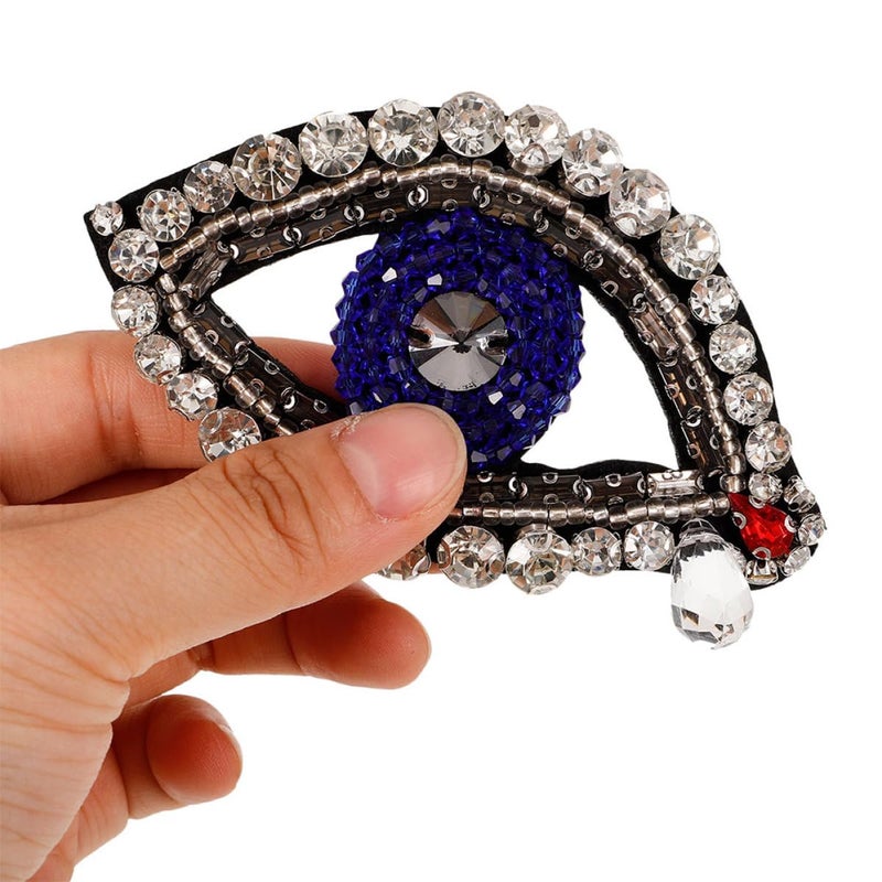 Evil Eye Rhinestone Applique Patches 4PCS Blue Sew On For Jackets Jeans Hats Bags - Image 5