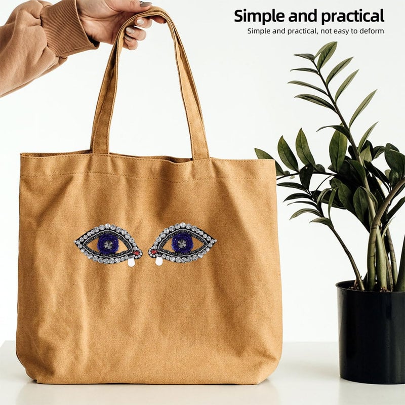 Evil Eye Rhinestone Applique Patches 4PCS Blue Sew On For Jackets Jeans Hats Bags - Image 4