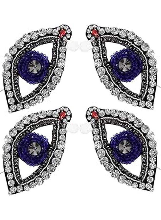 Evil Eye Rhinestone Applique Patches 4PCS Blue Sew On For Jackets Jeans Hats Bags - Image 1