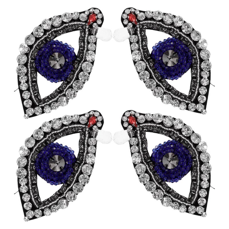 Evil Eye Rhinestone Applique Patches 4PCS Blue Sew On For Jackets Jeans Hats Bags - Image 2