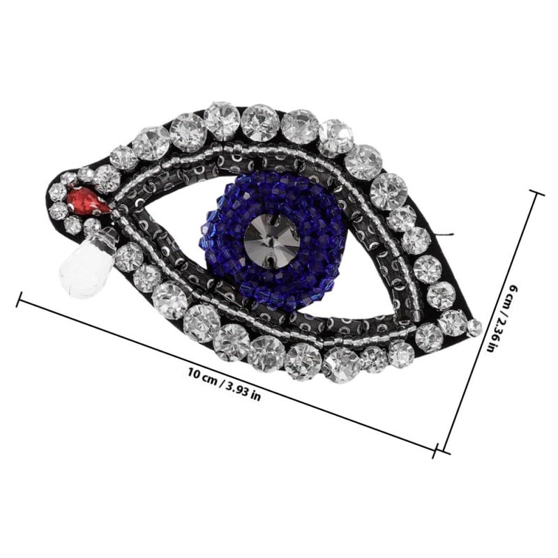 Evil Eye Rhinestone Applique Patches 4PCS Blue Sew On For Jackets Jeans Hats Bags - Image 3