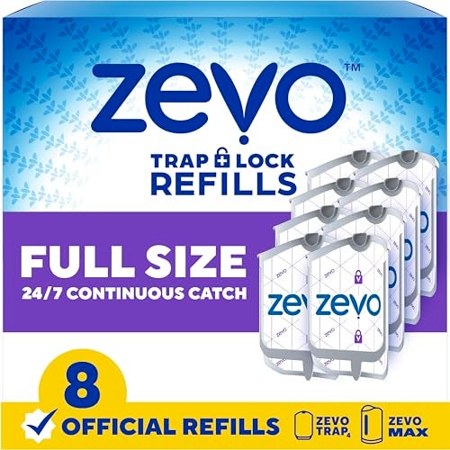 Zevo Flying Insect Trap Official Refill Cartridges - Fits Both Zevo Trap & MAX Indoor Fly Trap - Authentic Trap+Lock Technology to Catch Gnats, House & Fruit Flys (8 Official Refill Cartridges) - Image 1