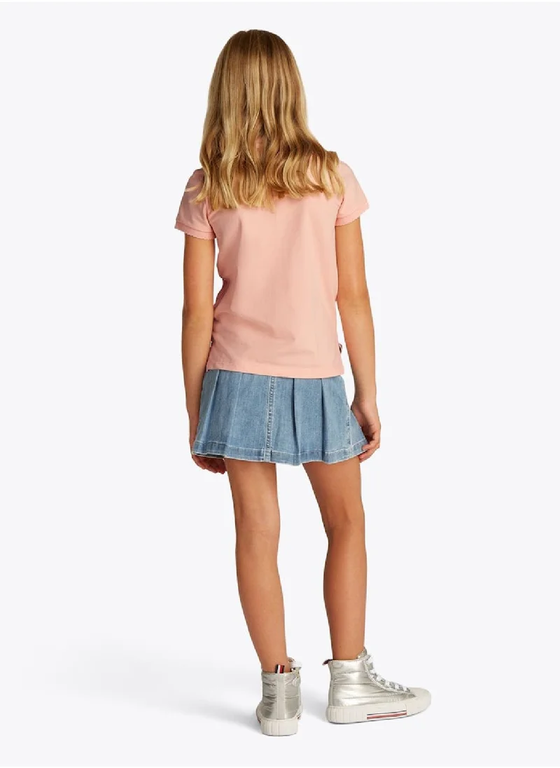 TOMMY HILFIGER Girls' Scallop Cuff Polo Shirt - Cotton, Pink