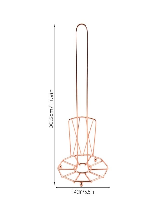 TOPBATHY Metal Paper Towel Holder Stand for Bathroom Countertop and Kitchen Standard Roll Dispenser with Decorative Rose Gold Finish Compact Paper Towel Rack for Home and Office - Image 2