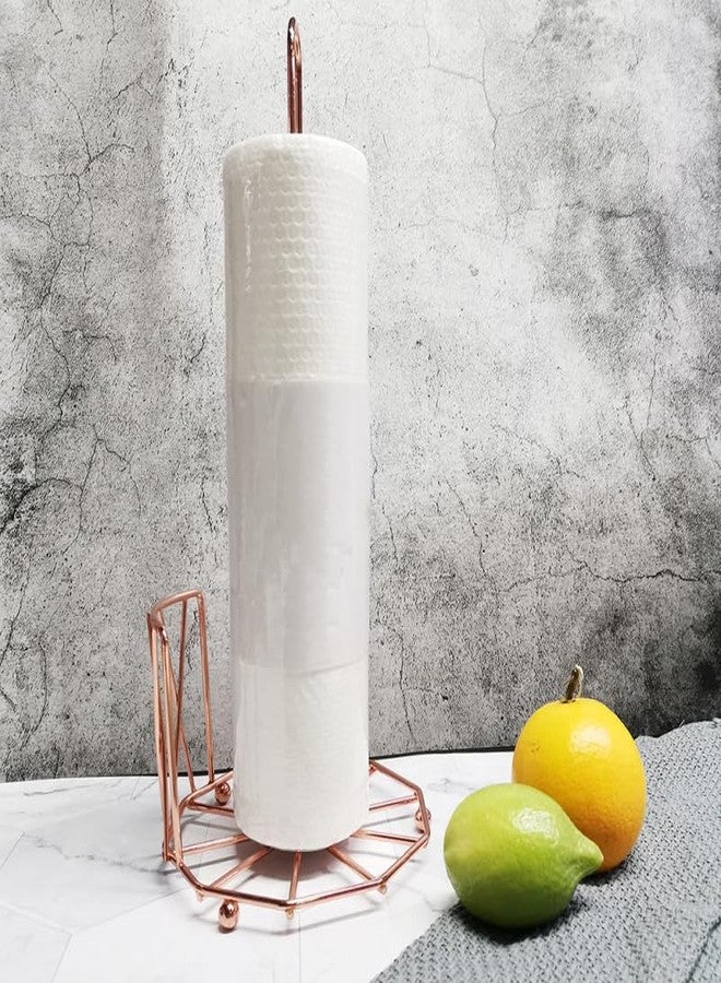 TOPBATHY Metal Paper Towel Holder Stand for Bathroom Countertop and Kitchen Standard Roll Dispenser with Decorative Rose Gold Finish Compact Paper Towel Rack for Home and Office - Image 4
