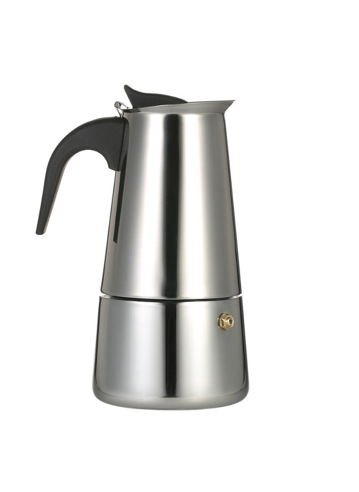 AMM 9-Cup Stainless Steel Moka Pot Espresso Maker - Stovetop Coffee Percolator Silver  - Image 1