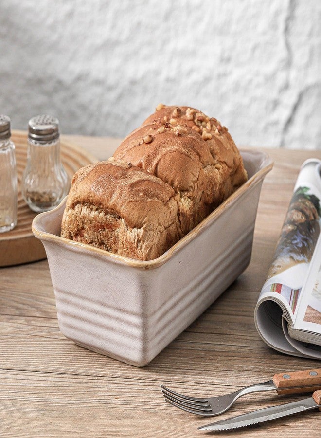 HVH Ceramic Loaf Pan for Baking Bread, Rectangular Baking Bread Loaf Pan, 9 x 5 inch Bread Pan, Bread Baking Pan for Cooking, Wave Series, Farmhouse Style (Sand Color) - Image 3