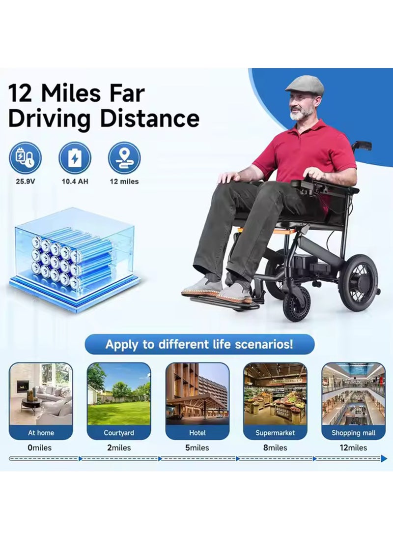 Cool Baby - Carbon Fiber 25lbs Lightweight Foldable Electric Wheelchairs for Adults, Compact Motorized Intelligent Portable Power Electric Wheelchair, Airline Approved - Image 1