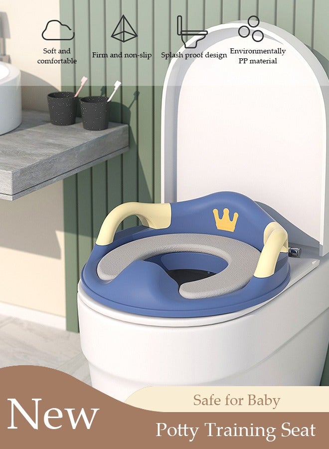 DUNISO كرسي تدريب الأطفال على استخدام المرحاض حلقة تدريب مرحاض غير قابلة للانزلاق مع وسادة قابلة للفك مقبض قوي وظهر وحارس رش لكرسي المرحاض للأطفال الصغار مناسب للمرحاض الدائري والبيضاوي - Image 1