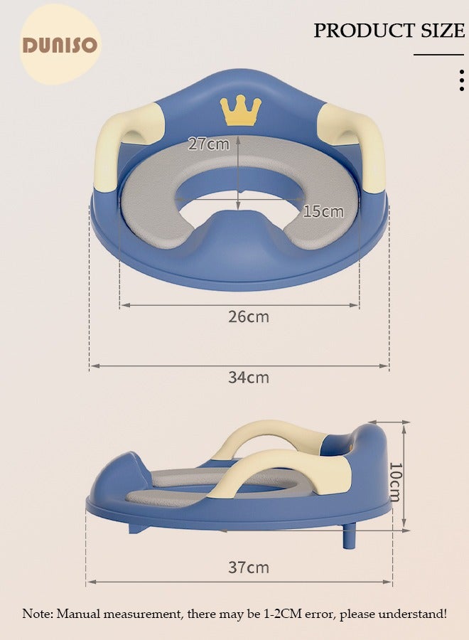 DUNISO كرسي تدريب الأطفال على استخدام المرحاض حلقة تدريب مرحاض غير قابلة للانزلاق مع وسادة قابلة للفك مقبض قوي وظهر وحارس رش لكرسي المرحاض للأطفال الصغار مناسب للمرحاض الدائري والبيضاوي - Image 4
