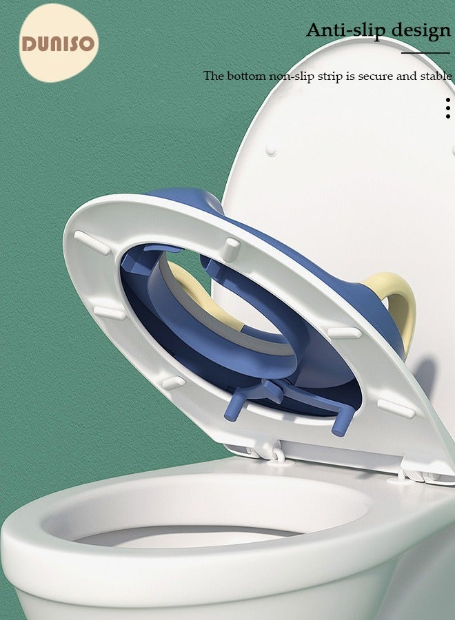 DUNISO كرسي تدريب الأطفال على استخدام المرحاض حلقة تدريب مرحاض غير قابلة للانزلاق مع وسادة قابلة للفك مقبض قوي وظهر وحارس رش لكرسي المرحاض للأطفال الصغار مناسب للمرحاض الدائري والبيضاوي - Image 3