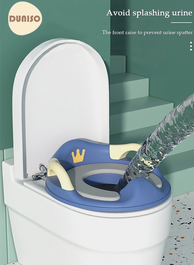 DUNISO كرسي تدريب الأطفال على استخدام المرحاض حلقة تدريب مرحاض غير قابلة للانزلاق مع وسادة قابلة للفك مقبض قوي وظهر وحارس رش لكرسي المرحاض للأطفال الصغار مناسب للمرحاض الدائري والبيضاوي - Image 5