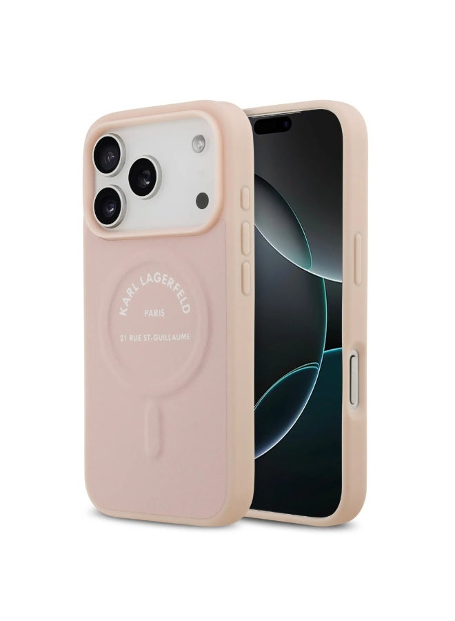 Karl Lagerfeld iPhone 17 Pro Max MagSafe Case / MagSafe PU Cover With Karl RSG Logo Buttons / Pink - Image 4