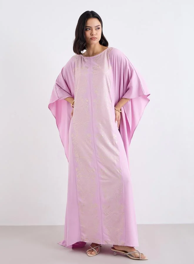 ستايلي Styli Foil Print Relaxed Fit Kaftan