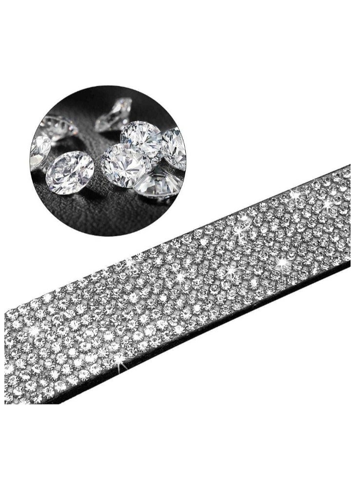 طوق قطط وطوق كلب صغير مرصع بأحجار الراين، قماش مخملي قابل للتعديل. طوق أحمر - Image 3