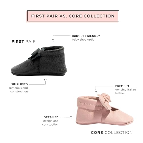 Freshly Picked Bow Newborn Shoes for Girls - Baby Moccasins Leather - Black (Carbon, 0) - Image 3