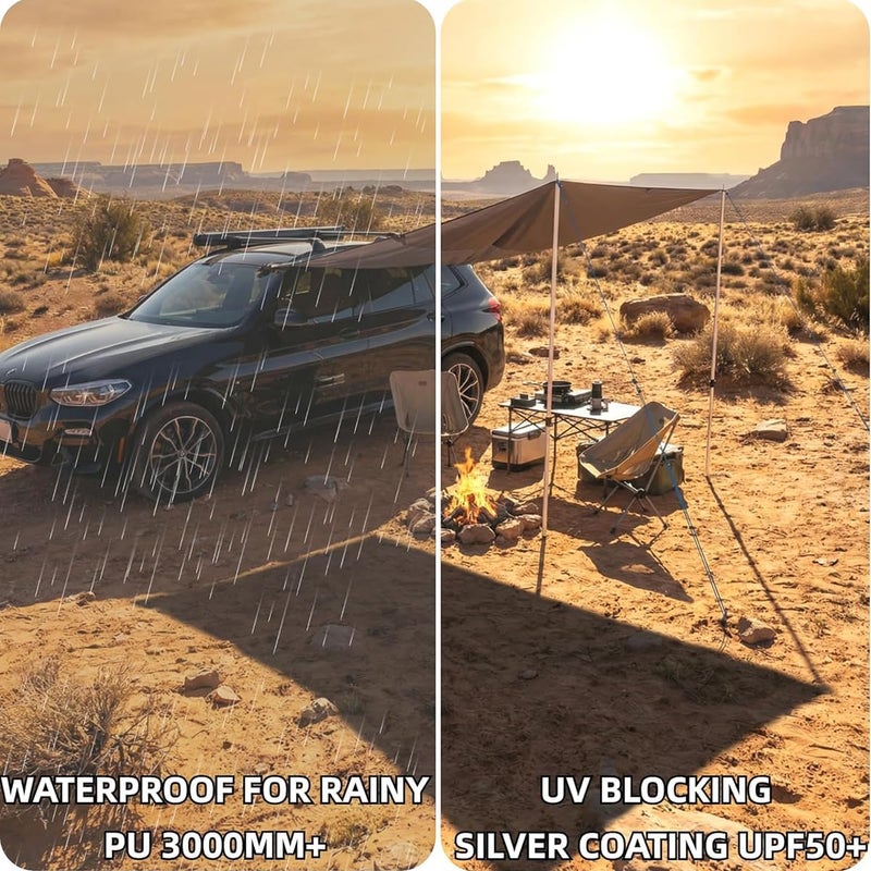 مظلة سيارة لـ كيا e-NIRO/NIRO EV 2018-2026، خيمة جانب السيارة لا تحتاج إلى حامل السقف، سهلة التركيب، واقية من الشمس ومقاومة للماء، متينة وقوية، رمادي - 440 * 200 سم - Image 3
