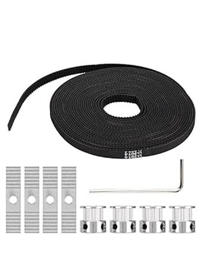 Black Rubber 5m x 6mm 2GT Timing Belt Kit With 4 Synchronous Wheels For 3D Printer - Image 1