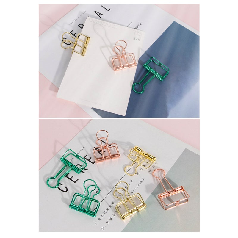Metal Wire Paper Clamp Binder Clips Colored Multifunction Hollow Out Paper Desktop Office Organizer for Photo File Students School Office Home Supply 10pcs per Box 32mm - Image 5