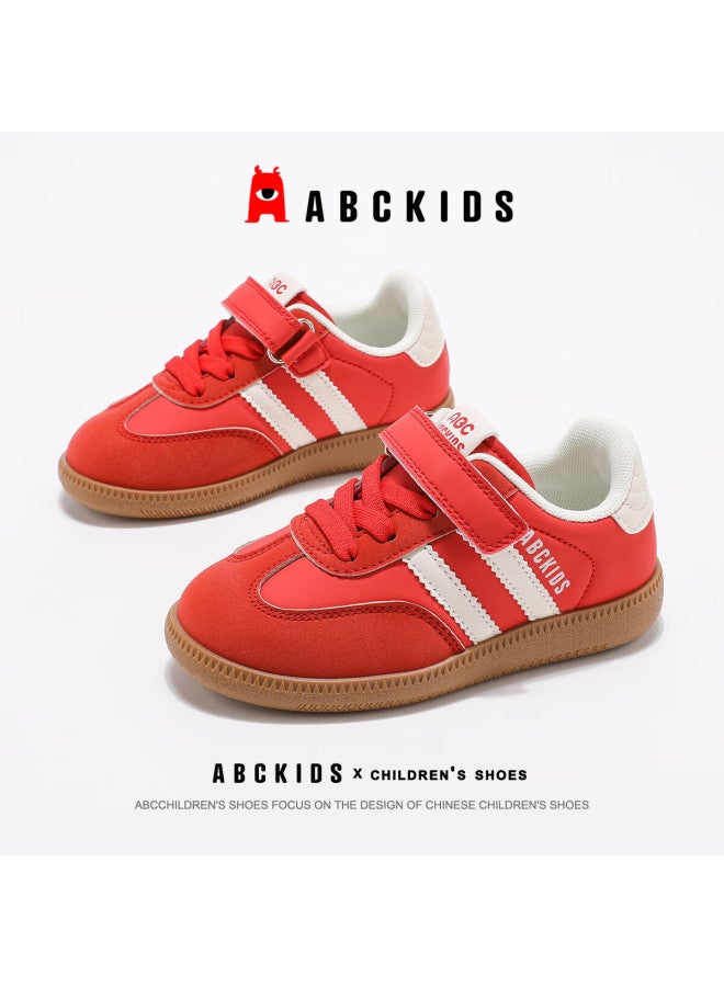 Abc Kids Children's Training Shoes, Autumn Kids' Shoes, Boys' And Girls' Casual Sneakers, Skateboard Shoes, 3054 White And Bright Red, Size 29 - Image 1