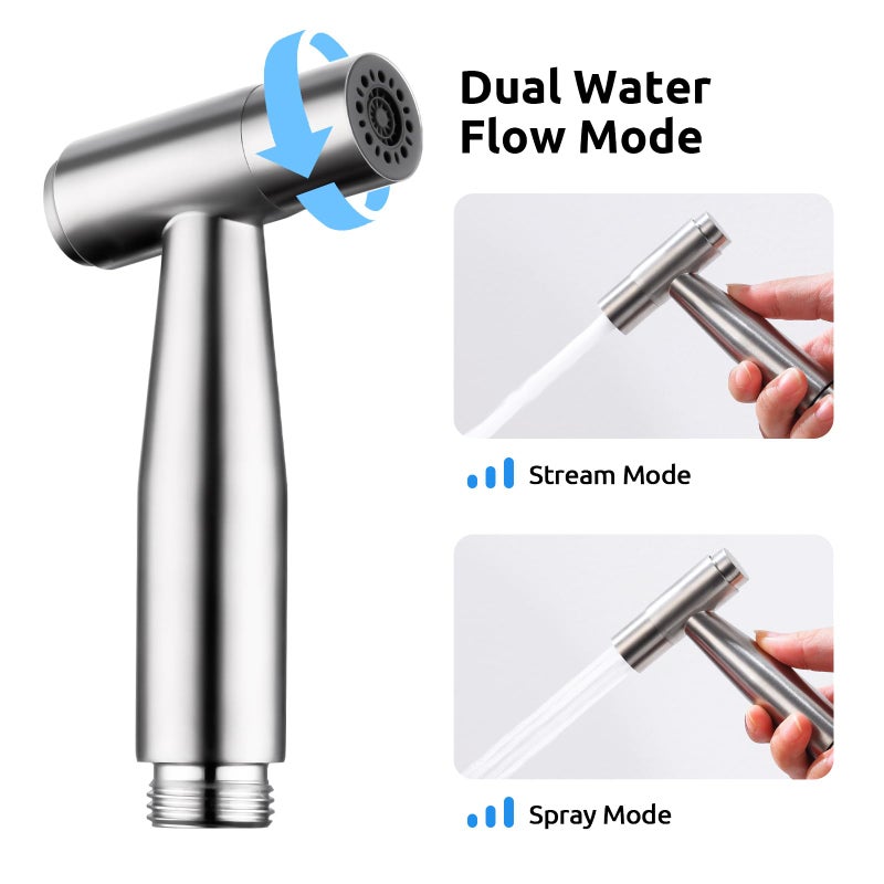 Arofa Hands-Free Handheld Bidet Sprayer for Toilet, Jet Spray Adjustable Water Flow Muslim Shower with Bidet Hose, Stainless Steel Toilet Faucet Kit for Baby Cloth Diaper Cleaning - Image 3