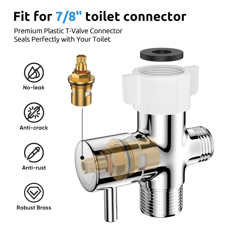 Arofa Hands-Free Handheld Bidet Sprayer for Toilet, Jet Spray Adjustable Water Flow Muslim Shower with Bidet Hose, Stainless Steel Toilet Faucet Kit for Baby Cloth Diaper Cleaning - Image 5