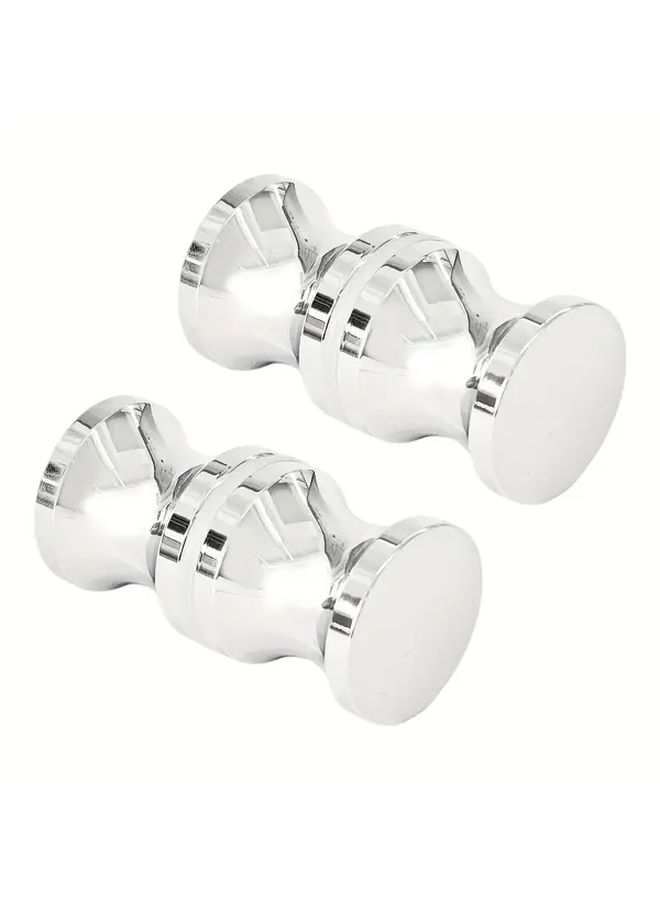 2pcs Chrome Plated Aluminum Alloy Double Sided Bathroom Pull Knobs - Image 1