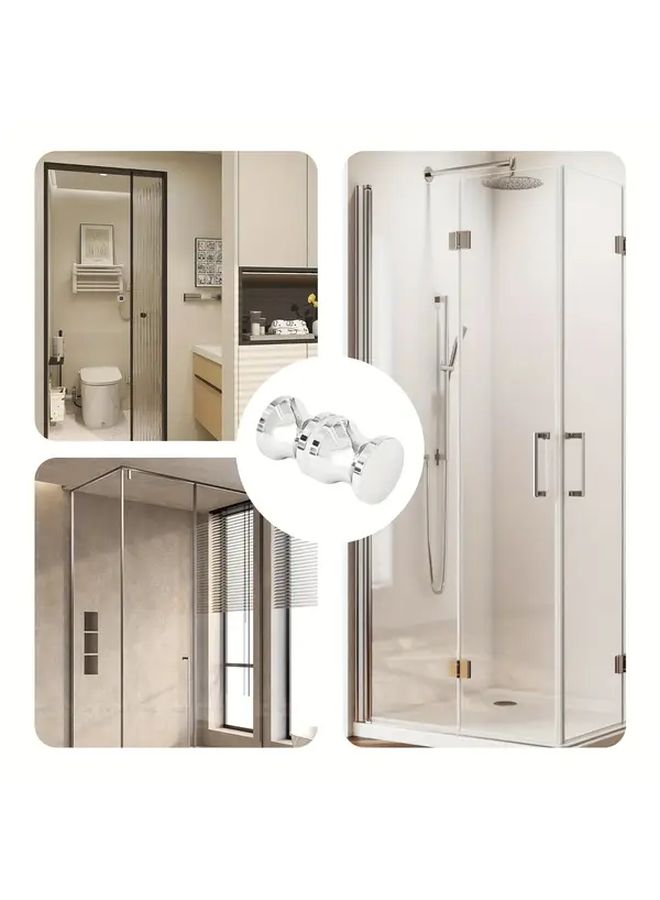 2pcs Chrome Plated Aluminum Alloy Double Sided Bathroom Pull Knobs - Image 5