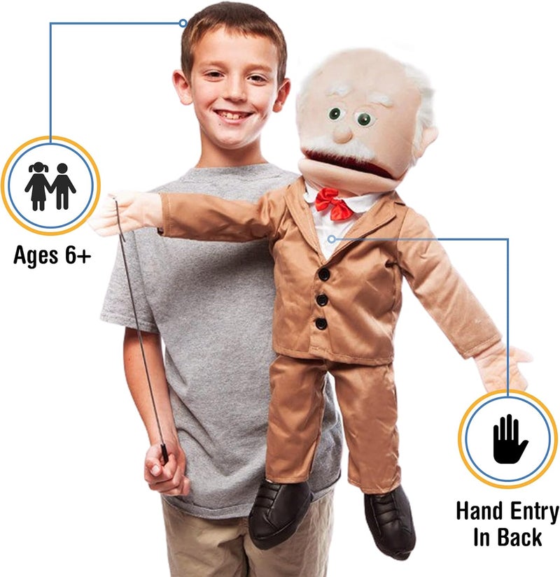 Silly Puppets 25" Pops, Peach Grandfather Full Body Ventriloquist Puppet - Image 2