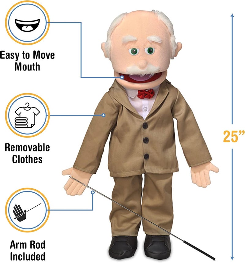 Silly Puppets 25" Pops, Peach Grandfather Full Body Ventriloquist Puppet - Image 3