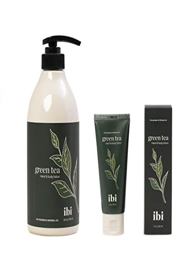 iBi Refreshing Green Tea Hand & Body Lotion | Includes 1 Green Tea Hand & Body Lotion (2 Oz/ 60 Ml) & 1 Green Tea Hand & Body Lotion (25 Oz / 750 Ml) - Image 1