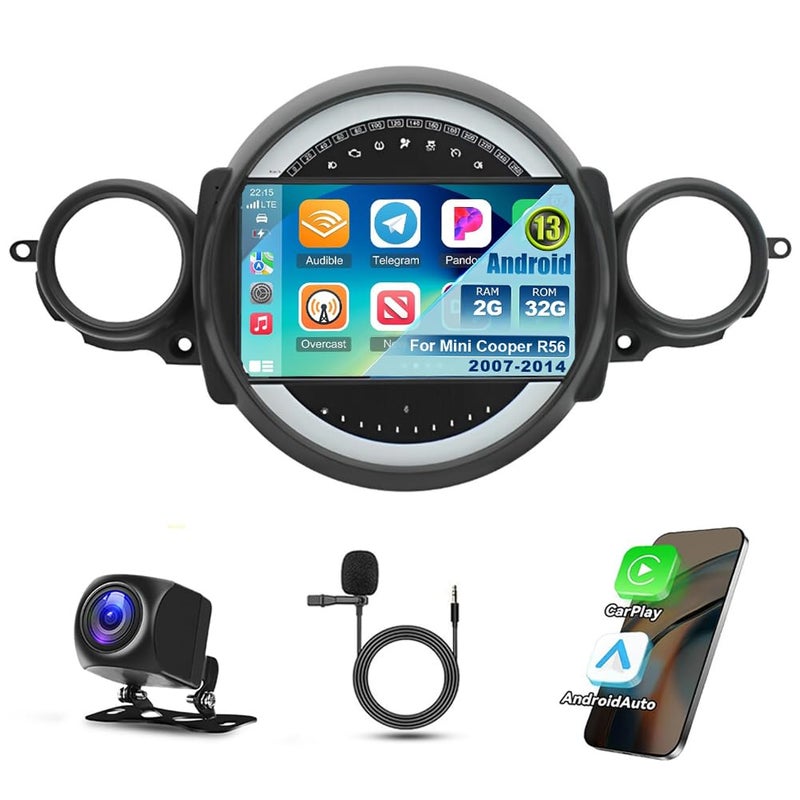 Generic Oskkude Android 13 Car Stereo with Wireless Carplay Android Auto for Mini Cooper R56 2007-2014, 9" Touch Screen, WiFi GPS Navigation, Steering Wheel Control + Backup Camera [2+32G]  - Image 1