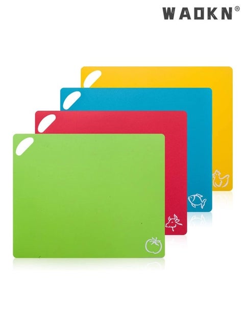 Plastic Cutting Board Set, Color Coded, BPA free Cutting board for Kitchen, Nonslip and Dishwasher Safe, Deep cuts resistant cutting boards,chopping board set Easy-Grip Handles, (Set of 4)