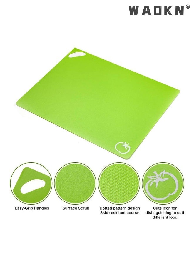 Plastic Cutting Board Set, Color Coded, BPA free Cutting board for Kitchen, Nonslip and Dishwasher Safe, Deep cuts resistant cutting boards,chopping board set Easy-Grip Handles, (Set of 4)