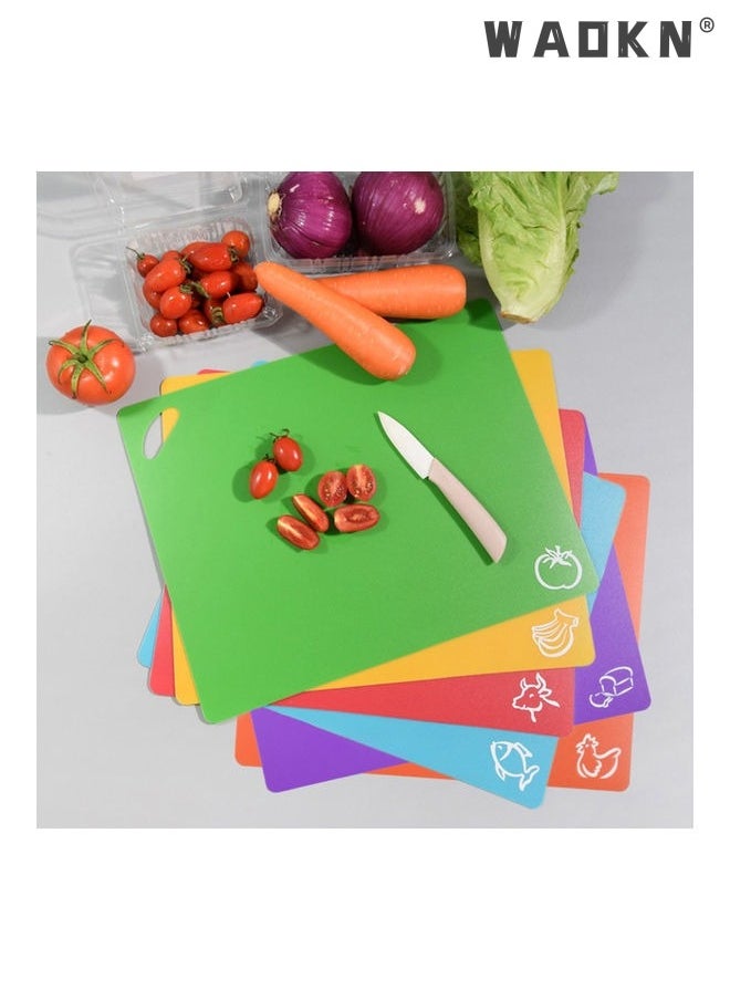 Plastic Cutting Board Set, Color Coded, BPA free Cutting board for Kitchen, Nonslip and Dishwasher Safe, Deep cuts resistant cutting boards,chopping board set Easy-Grip Handles, (Set of 4)