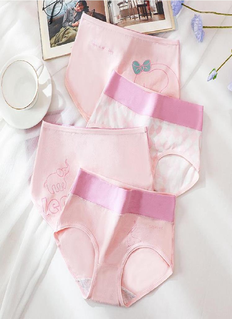Eckek - LANGSHA Large Size M-5XL High Waist Women's Underwear Breathable Cotton Panties Cute Print Girls Briefs - Image 1
