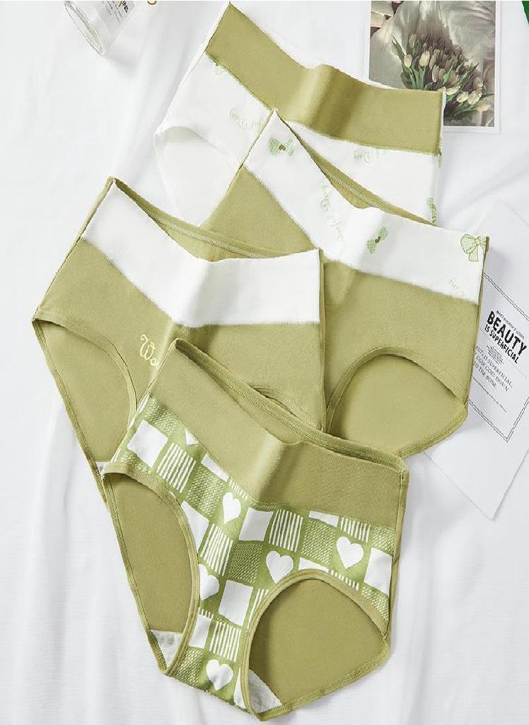 Eckek - LANGSHA Large Size M-5XL High Waist Women's Underwear Breathable Cotton Panties Cute Print Girls Briefs - Image 1
