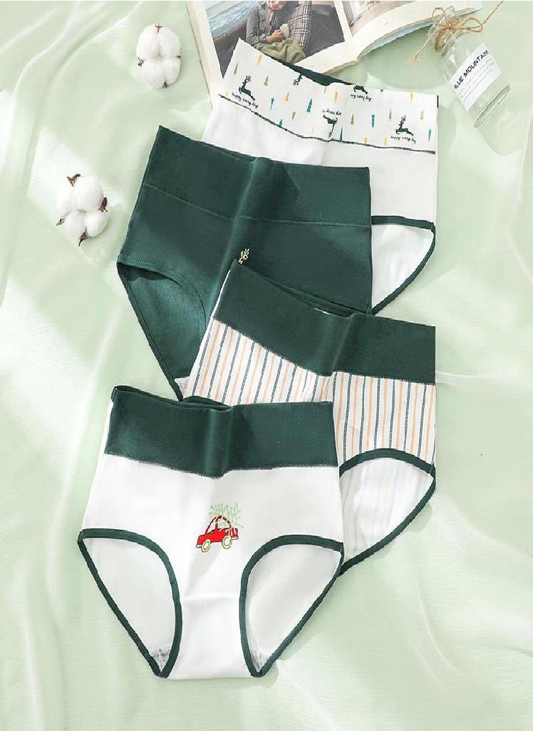 Eckek - LANGSHA Large Size M-5XL High Waist Women's Underwear Breathable Cotton Panties Cute Print Girls Briefs - Image 1