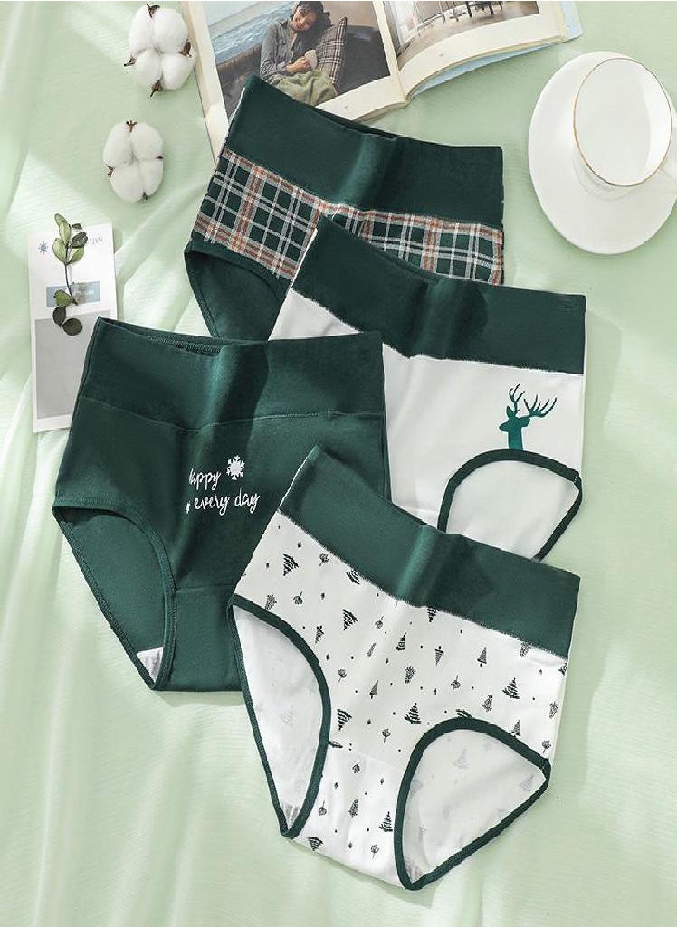 Eckek - LANGSHA Large Size M-5XL High Waist Women's Underwear Breathable Cotton Panties Cute Print Girls Briefs - Image 1