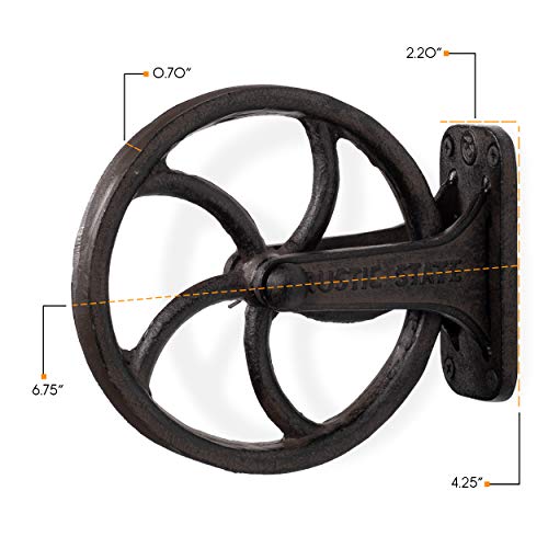 Rustic State Halat Cast Iron Vintage Industrial Wheel Farmhouse Wall Mount Pulley 6.75 Inch Diameter for Custom Make Lamp Pendant Fixtures Black - Image 4