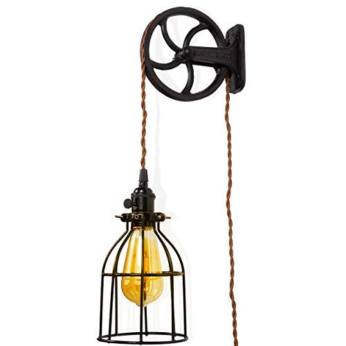 Rustic State Halat Cast Iron Vintage Industrial Wheel Farmhouse Wall Mount Pulley 6.75 Inch Diameter for Custom Make Lamp Pendant Fixtures Black - Image 2